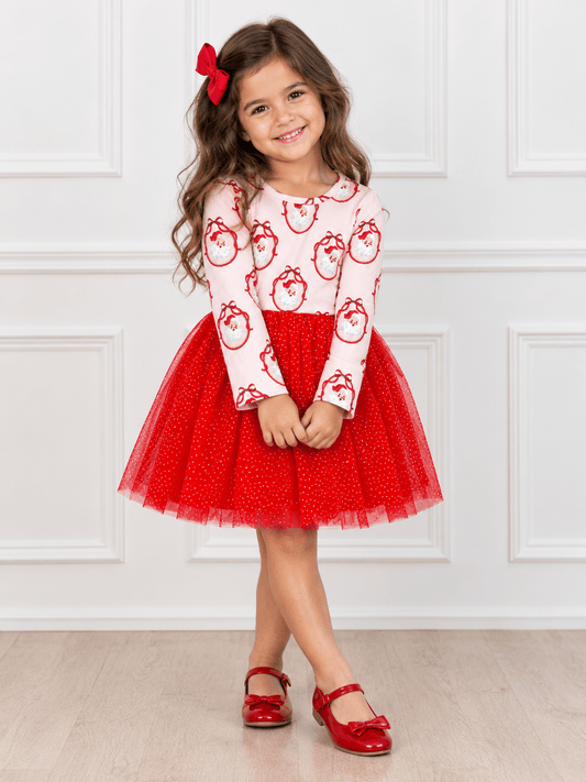 Vintage Santa Christmas Girls Tutu Dress