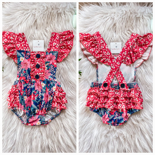 Summer Coral Infant Romper