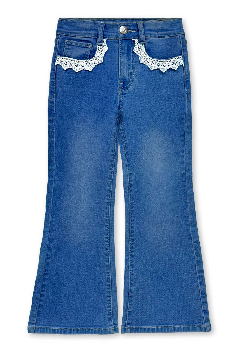 Girl's Flare Leg Denim Jean w/ Crochet