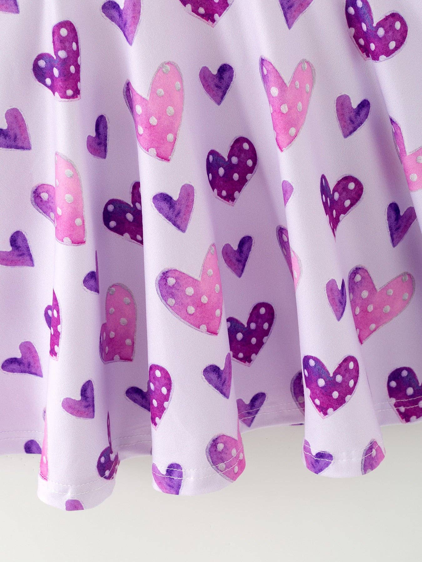 Valentine's Day Cute Purple Heart Polka Dot Dress