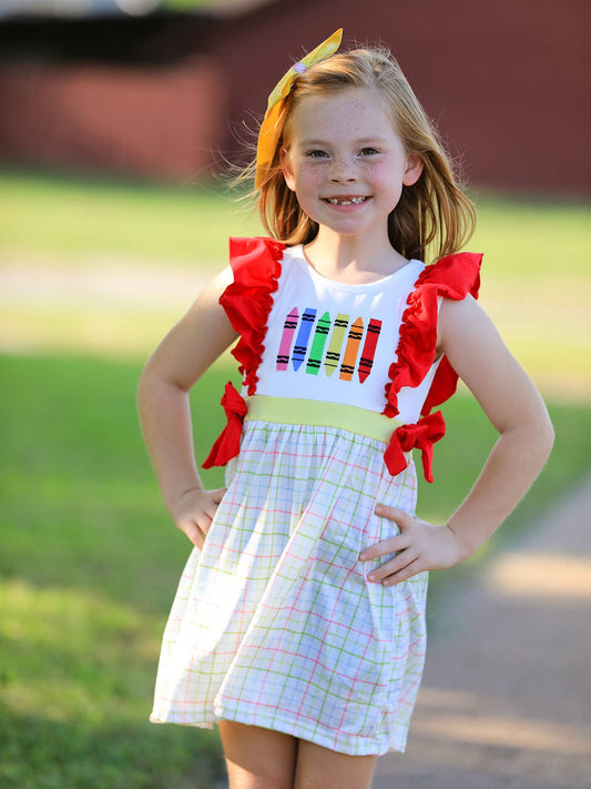 Back-To-School Embroidery Girls' Dress