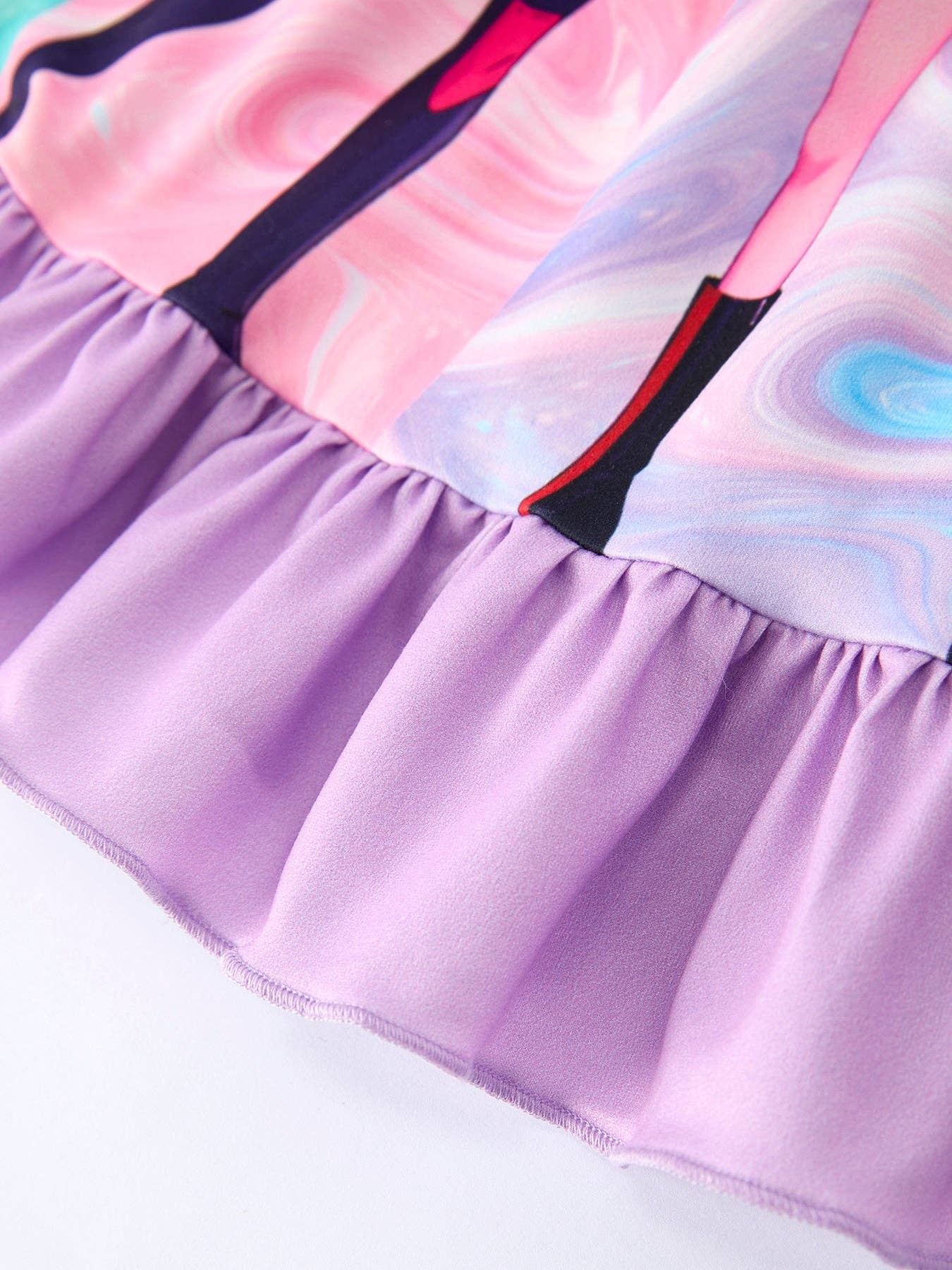 Summer Purple Girls Ruffle Dot Dress