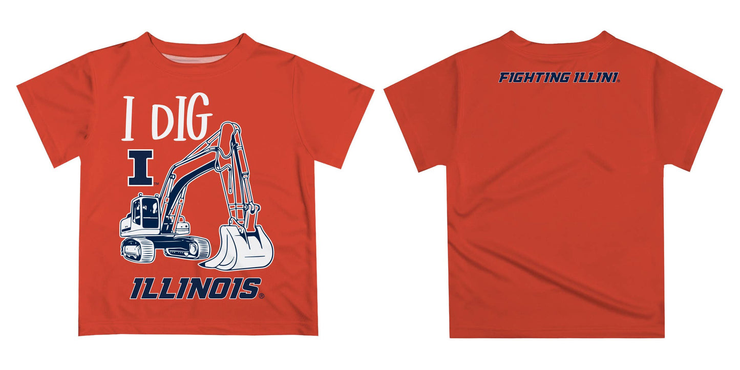 Illinois Fighting Illini Excavator Boys Orange T-Shirt