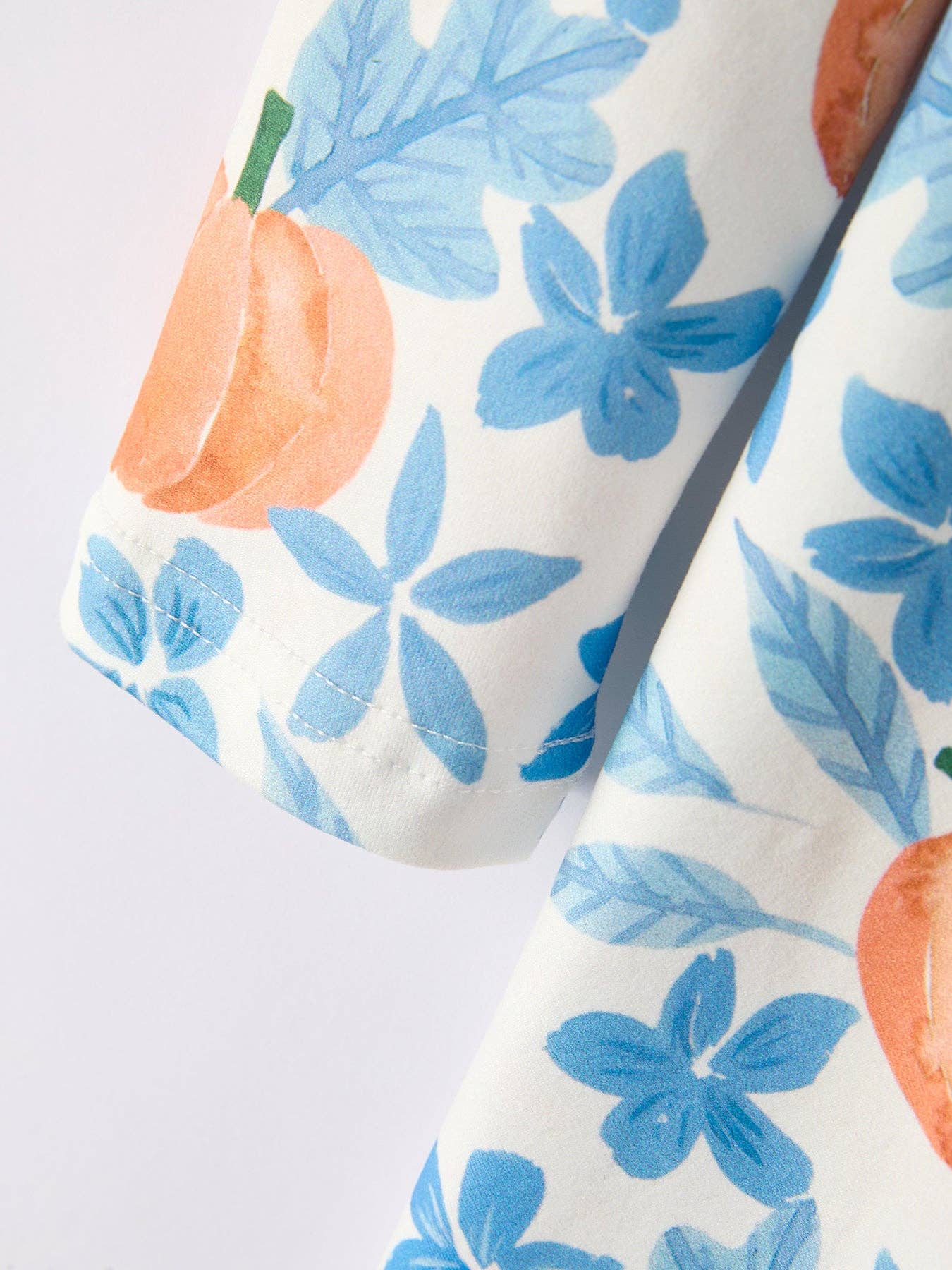 Pumpkin Blue Floral Print Long Sleeve Dress