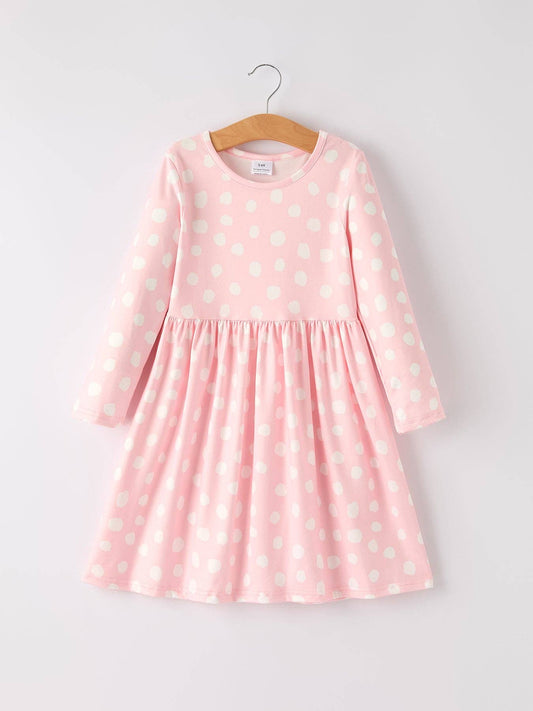 Fall Pink Polka Dot Dress