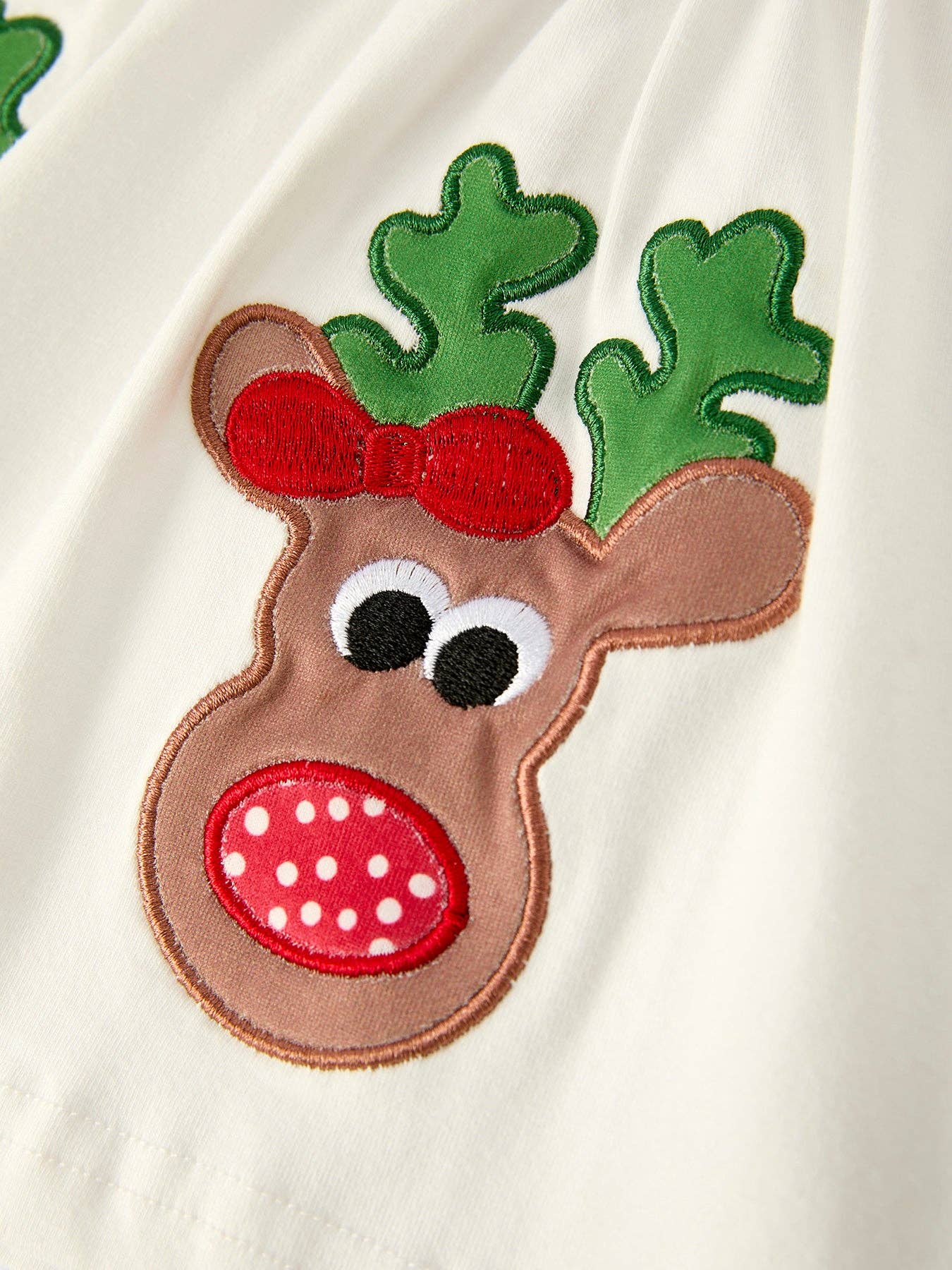 Christmas Reindeer Applique Long Sleeve Top and Flared Pants Set