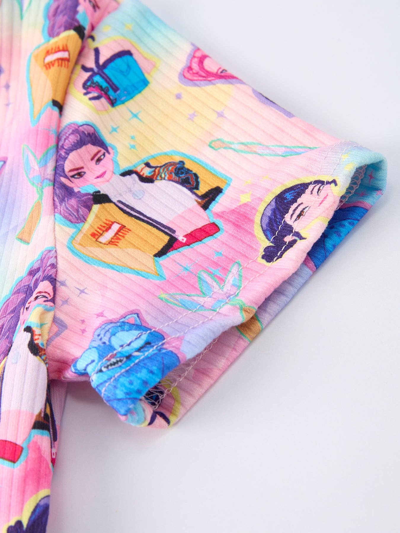 Summer Pop Star Print Girl Twirly Colorful Dress Cotton Blend