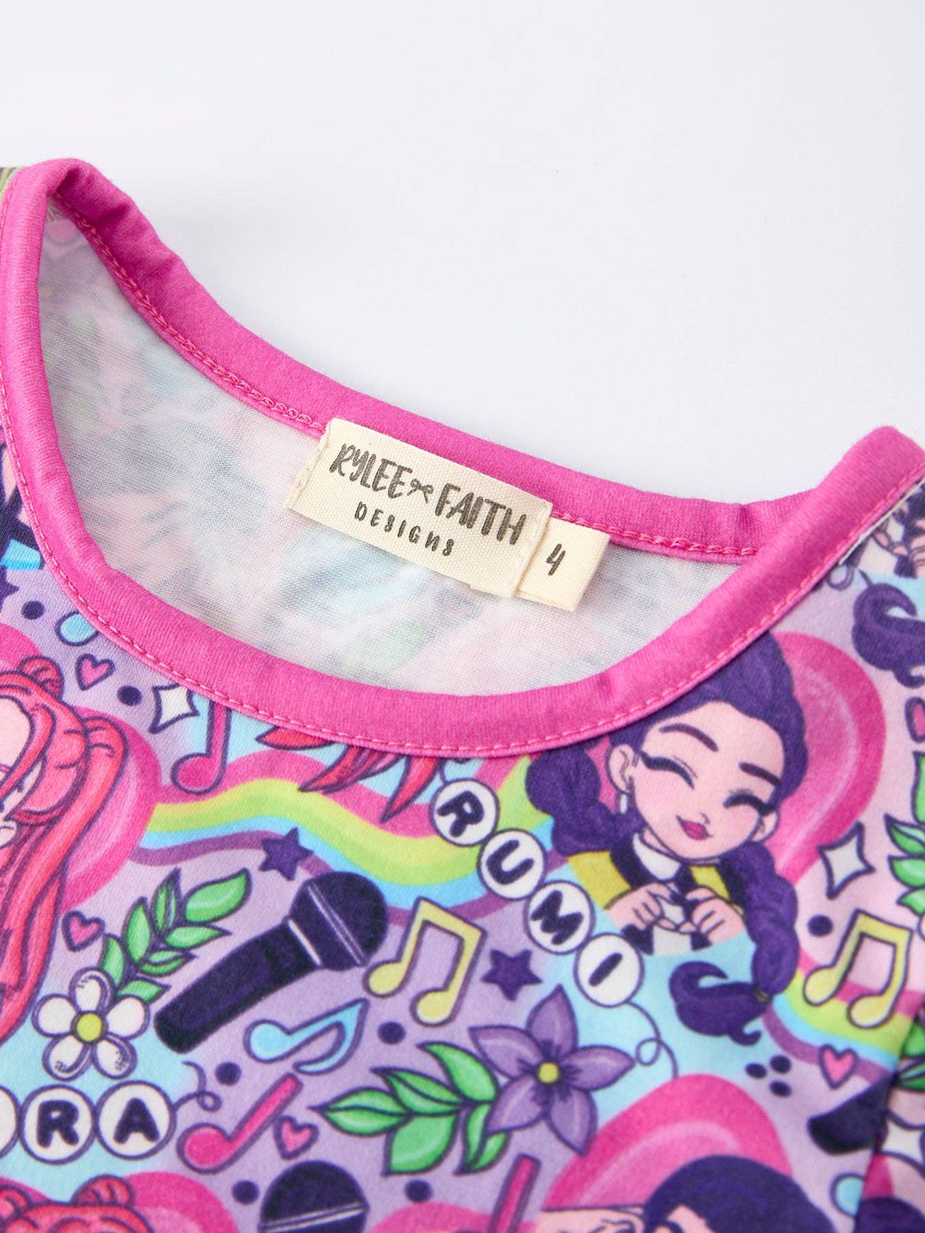 Girls Purple Character Print Short Sleeve Pajamas Set