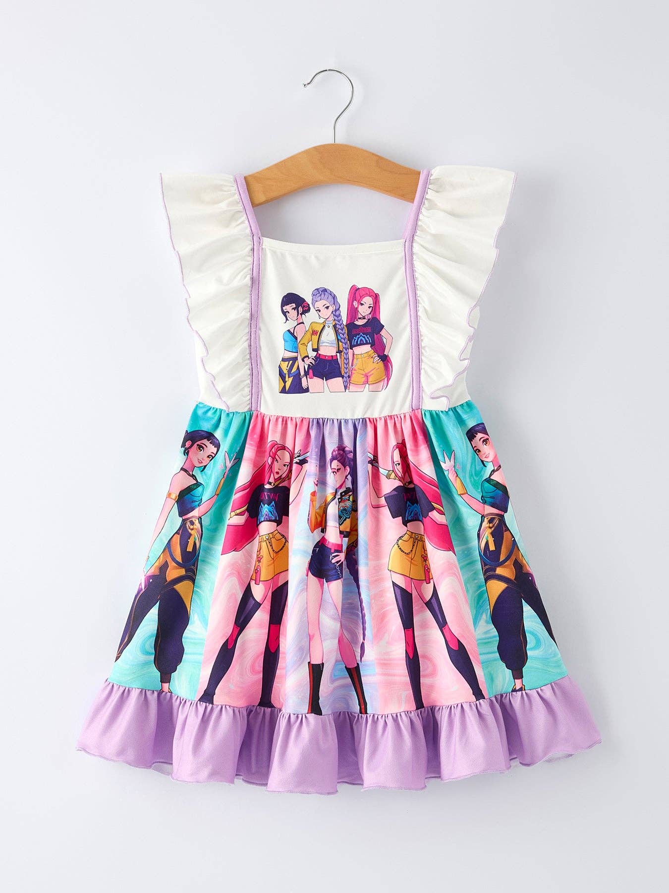 Summer Purple Girls Ruffle Dot Dress