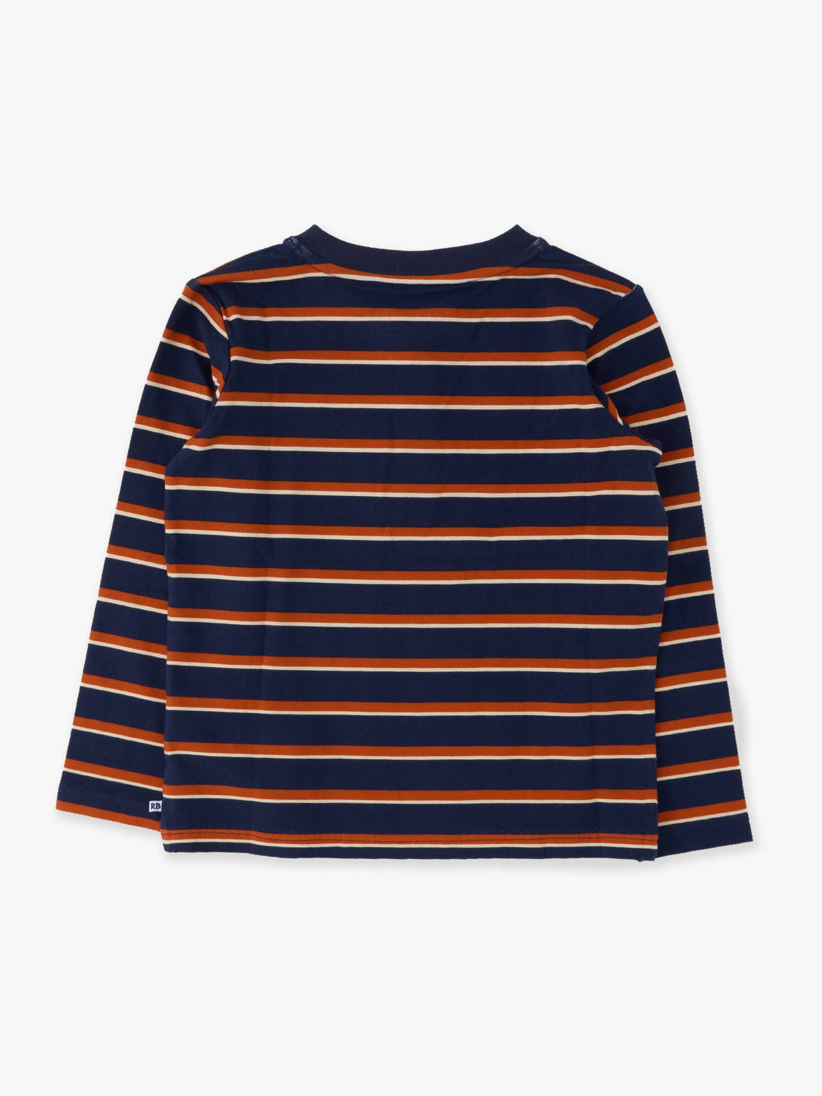 Boys Dark Navy & Rust Stripe Knit Long Sleeve Henley Tee