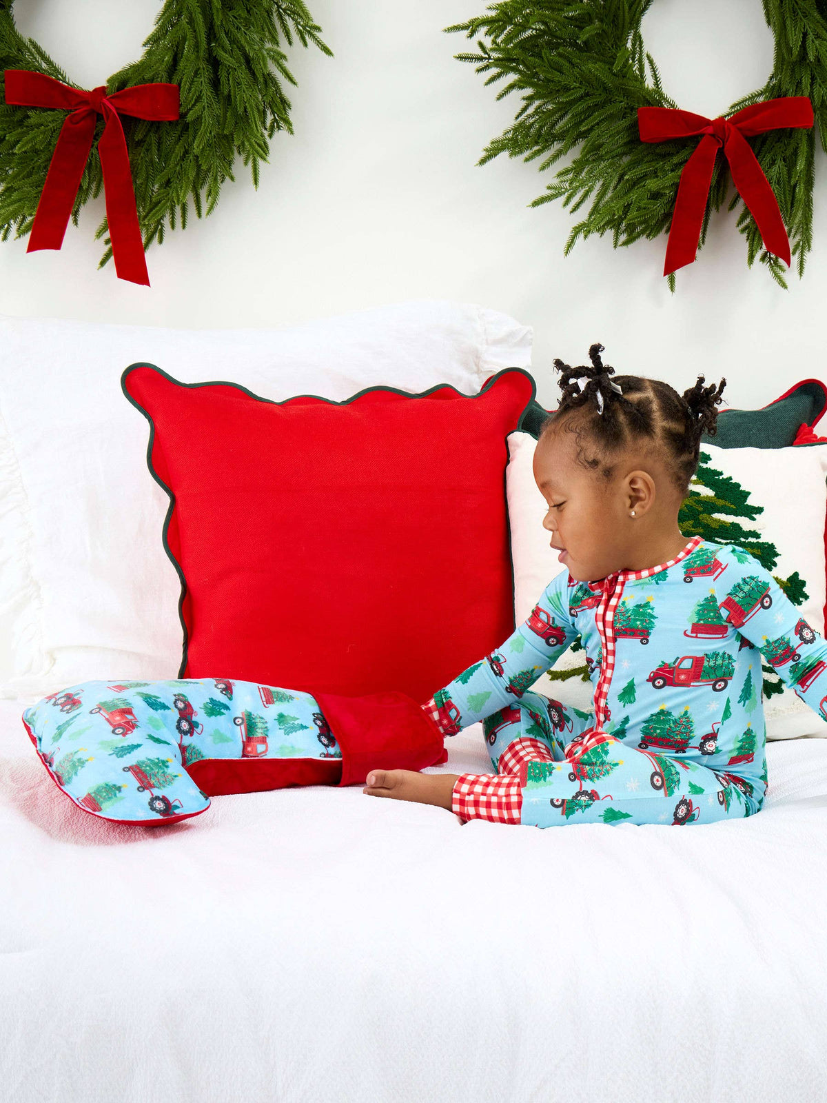 SoftSnooze™ Baby Bamboo Viscose Christmas Tree Farm Trucks Convertible One Piece Footie Pajama
