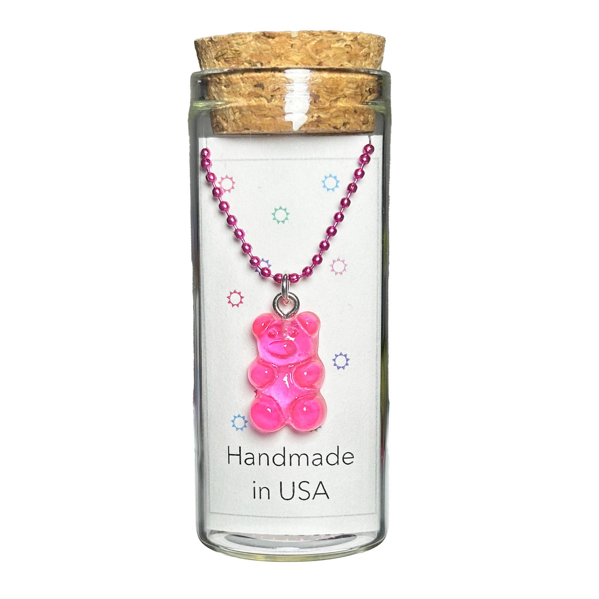 Gummy Bear Necklace on Matching Ball Chain in a Jar