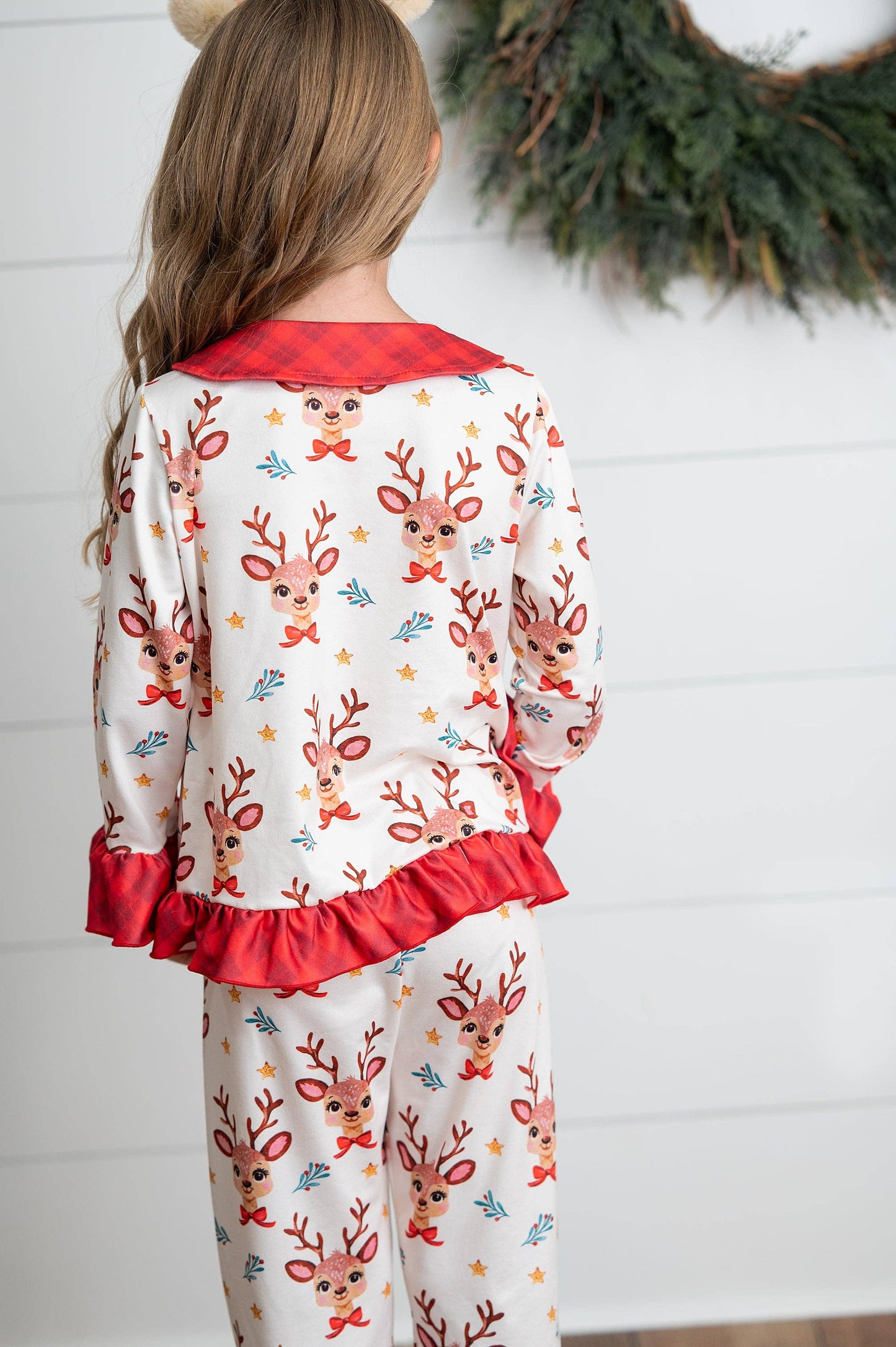 Reindeer Pocket Button Holiday Lounge Play Ruffle Set
