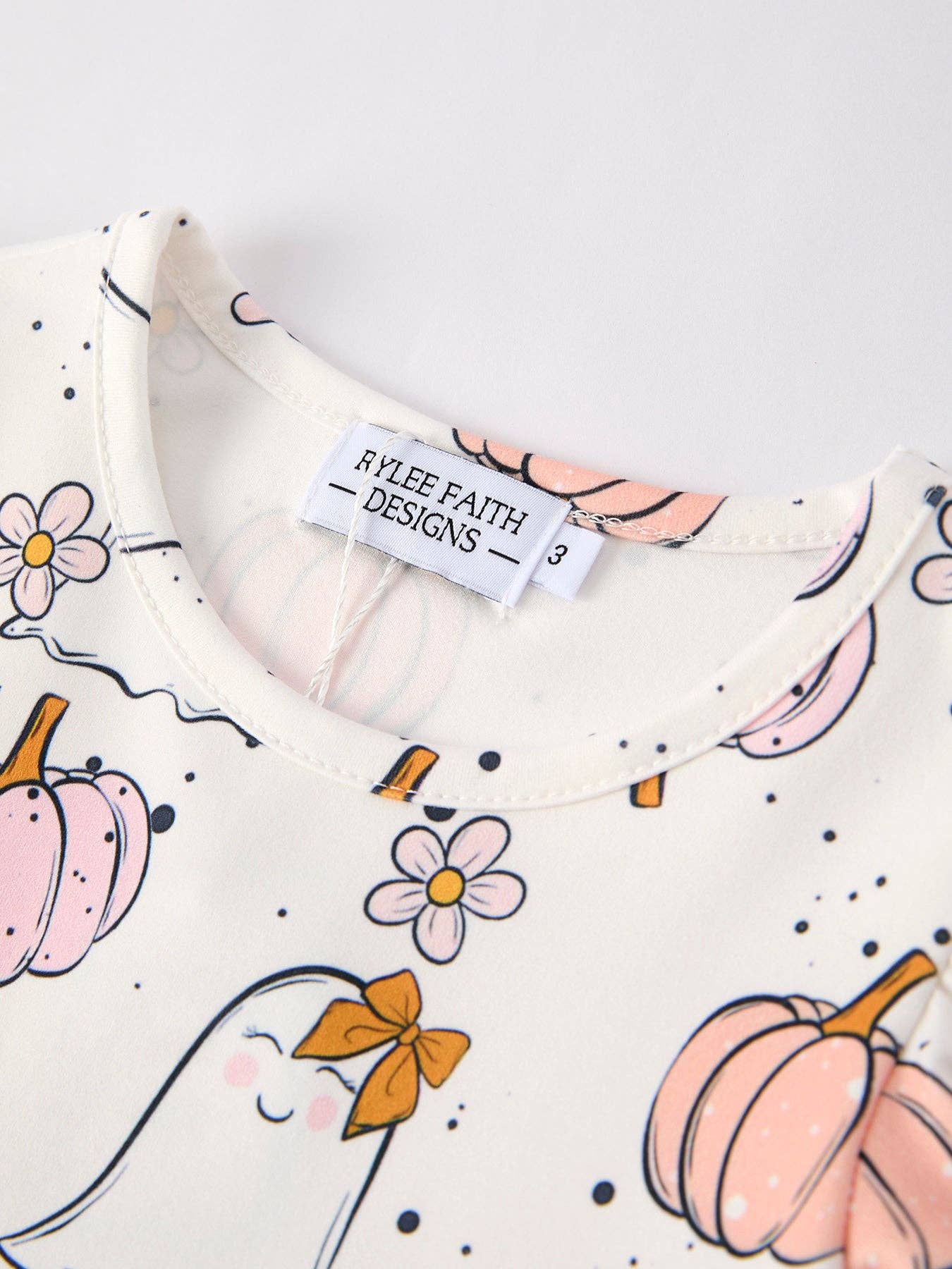 Pumpkin Ghost Print Cute Girls Dress