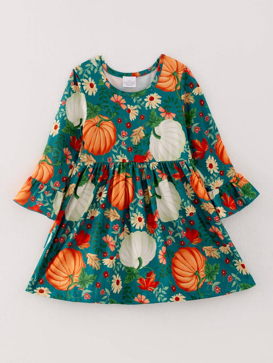 Fall Day Pumpkin Print Dress