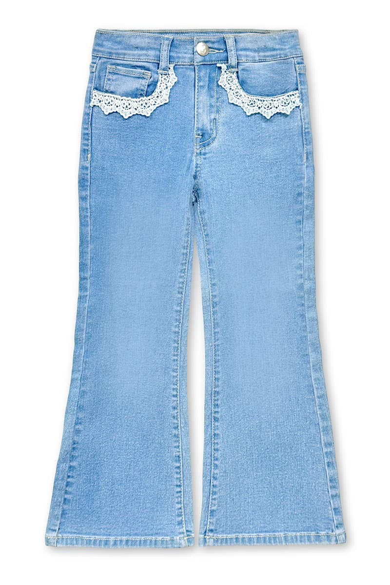 Girl's Flare Leg Denim Jean w/ Crochet