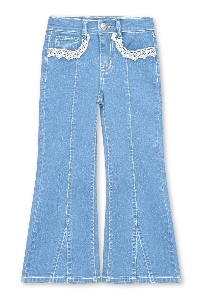 Girl's Flare Leg Denim Jean w/ Crochet