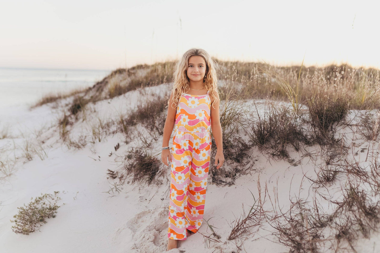 Tangerine & Pink Retro Floral Jumpsuit With Pockets