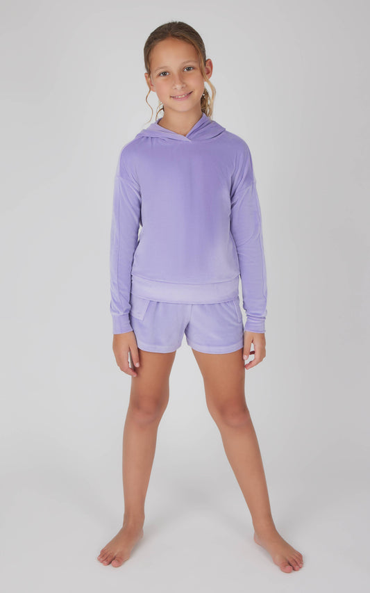 Tween Girls Velour Hoodie and Cargo Shorts - 2 PC SET