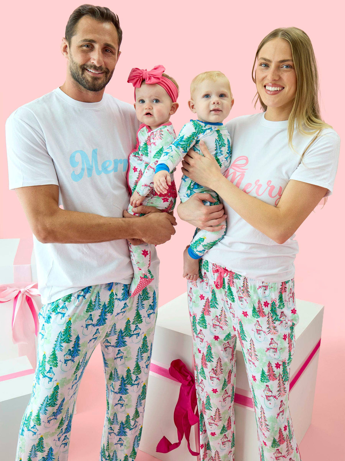SoftSnooze™ Baby Girls Bamboo Viscose Pink Snowman Grove Footed Ruffle One Piece Pajama