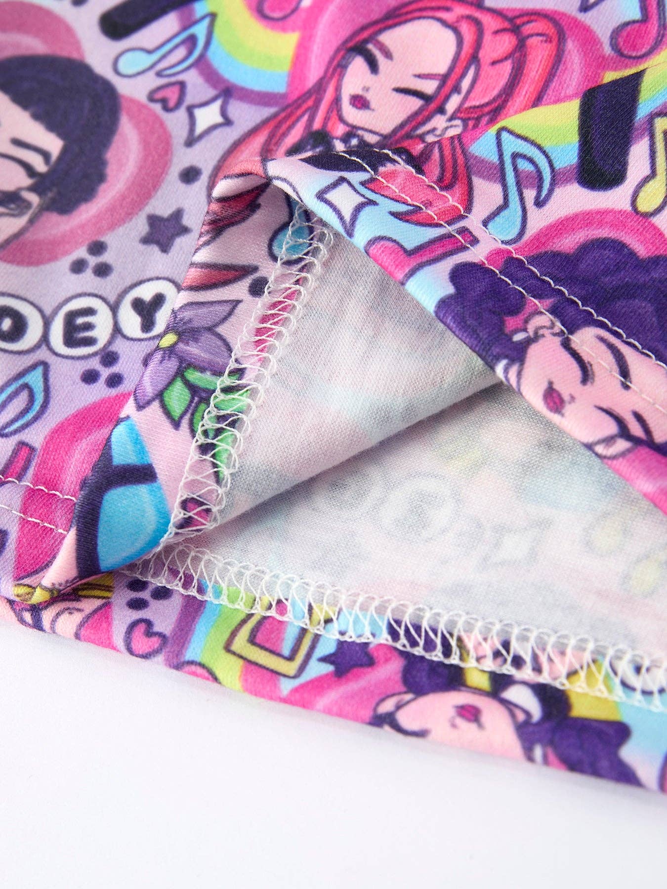 Girls Purple Character Print Short Sleeve Pajamas Set