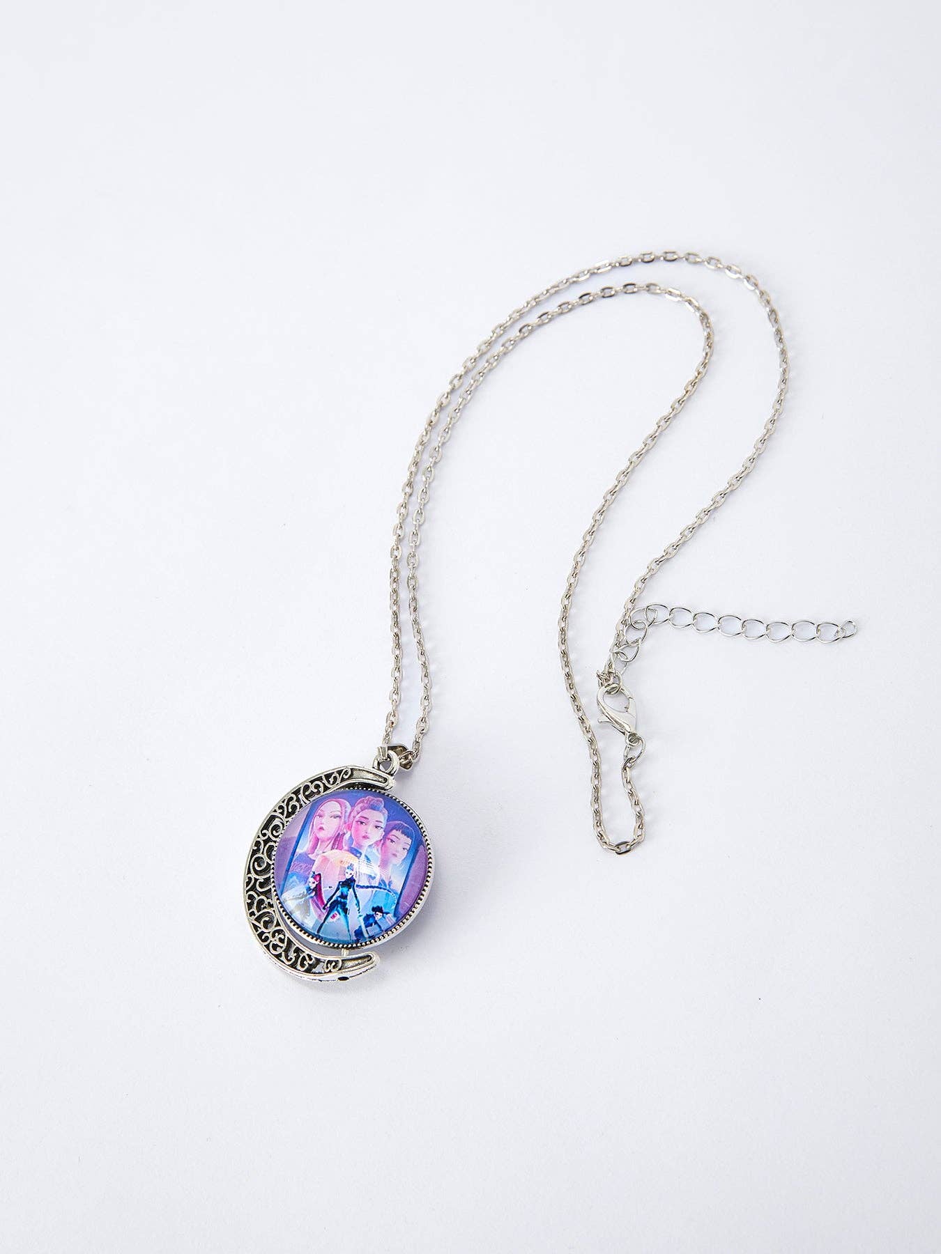 Girls Locket Necklace Purple Pendant