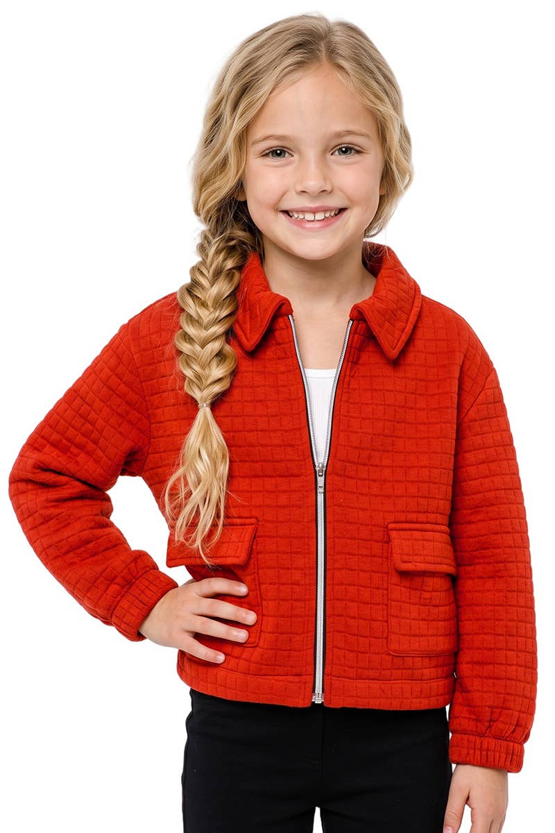 GNJ-Q23-9913B Girl's Jacket Square Puff W/ Full Zip-up