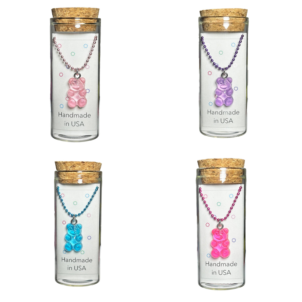 Gummy Bear Necklace on Matching Ball Chain in a Jar