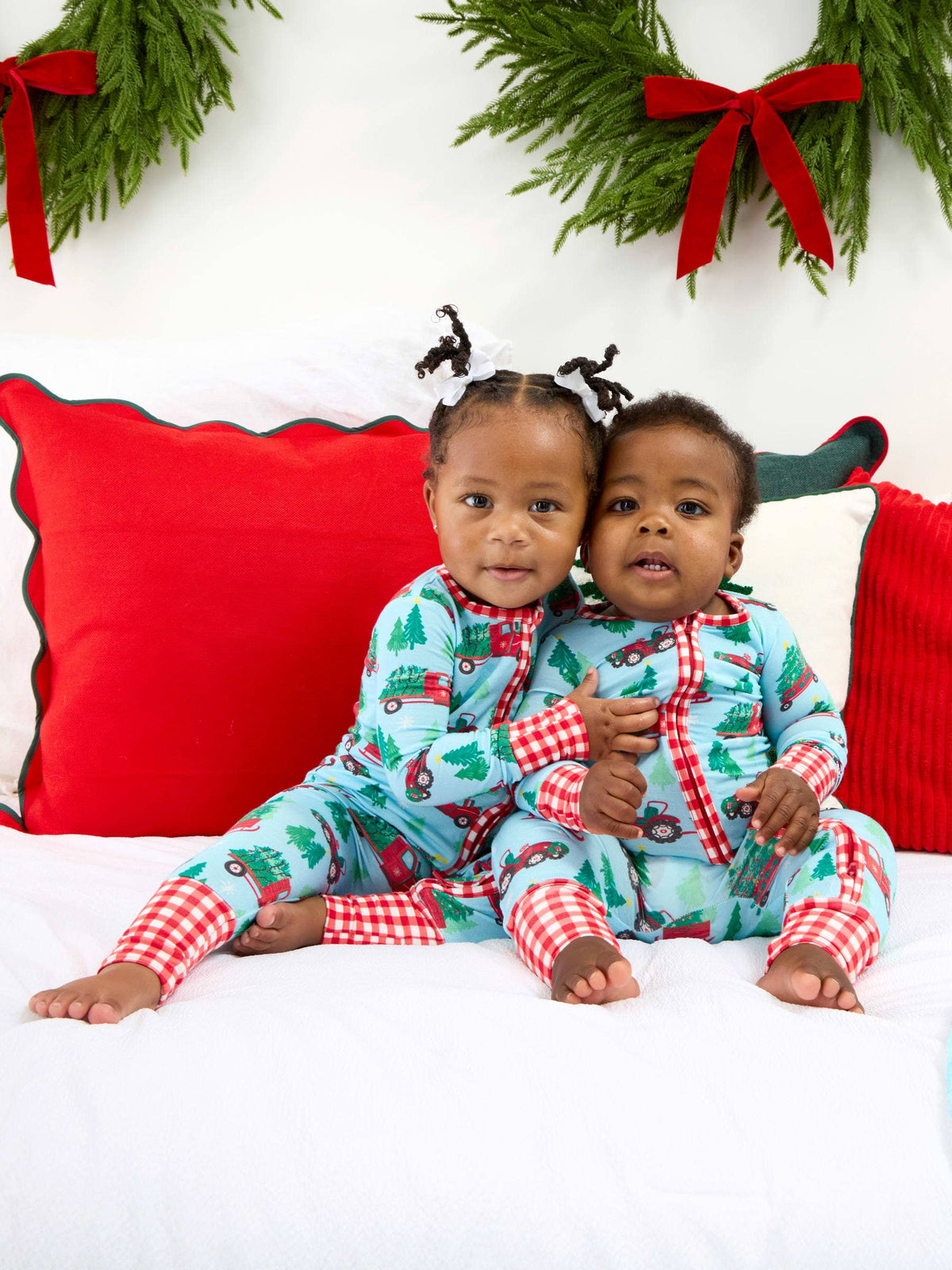 SoftSnooze™ Baby Bamboo Viscose Christmas Tree Farm Trucks Convertible One Piece Footie Pajama