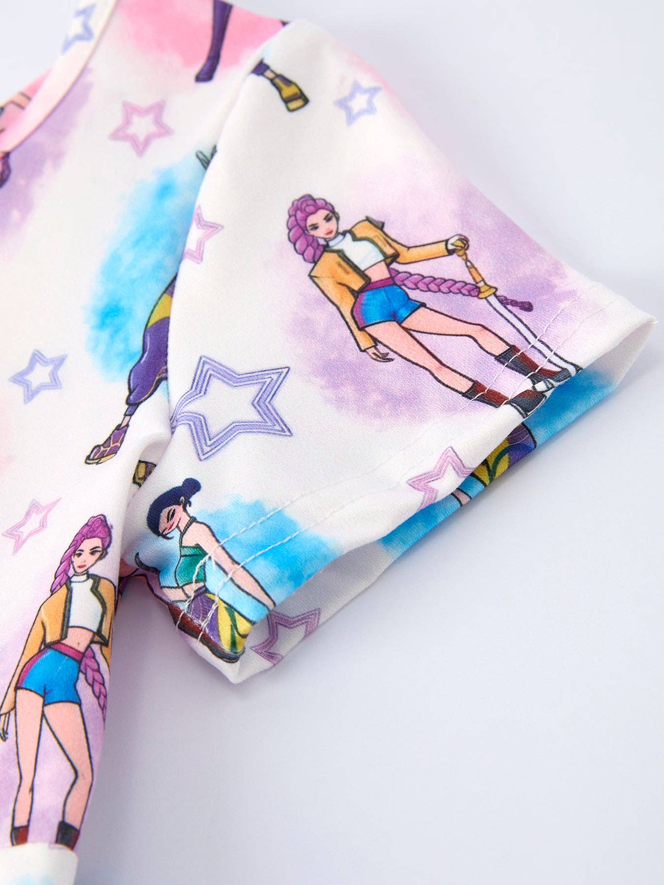 (ETA 3/12/26) Summer Pop Star Print Girl Twirly Short Sleeves Dress