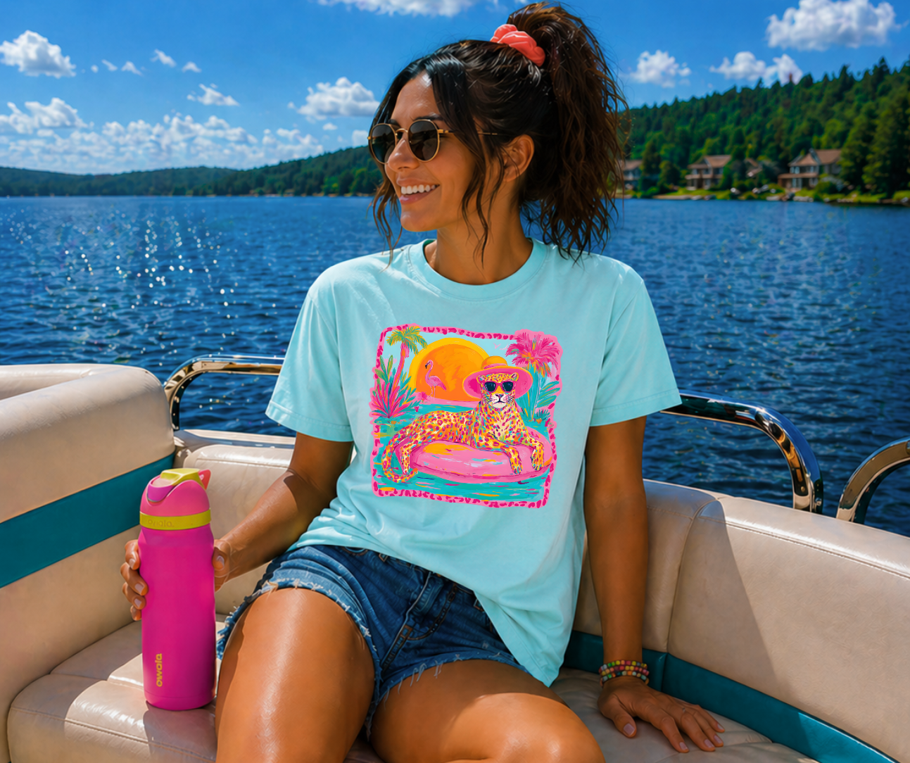 Pool Chillin Leopard (Choose your Tee Color)