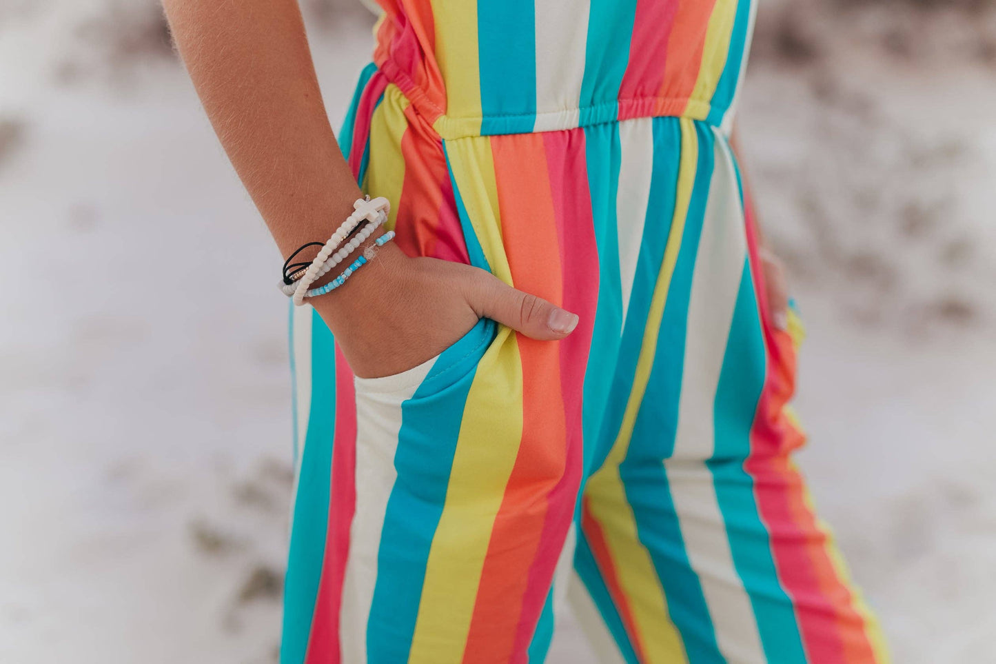 Millie Rainbow Stripe Spring Jumpsuit With Pockets