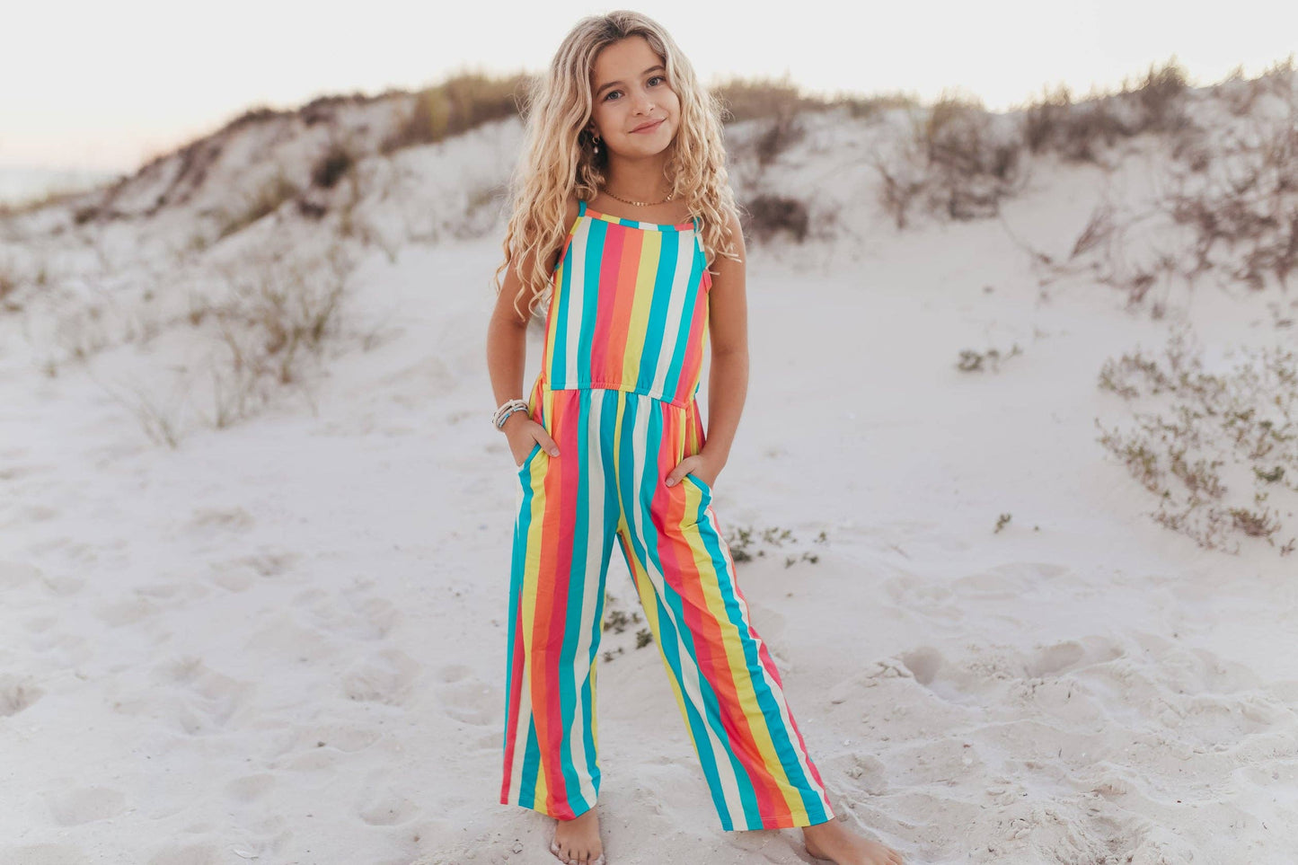 Millie Rainbow Stripe Spring Jumpsuit With Pockets
