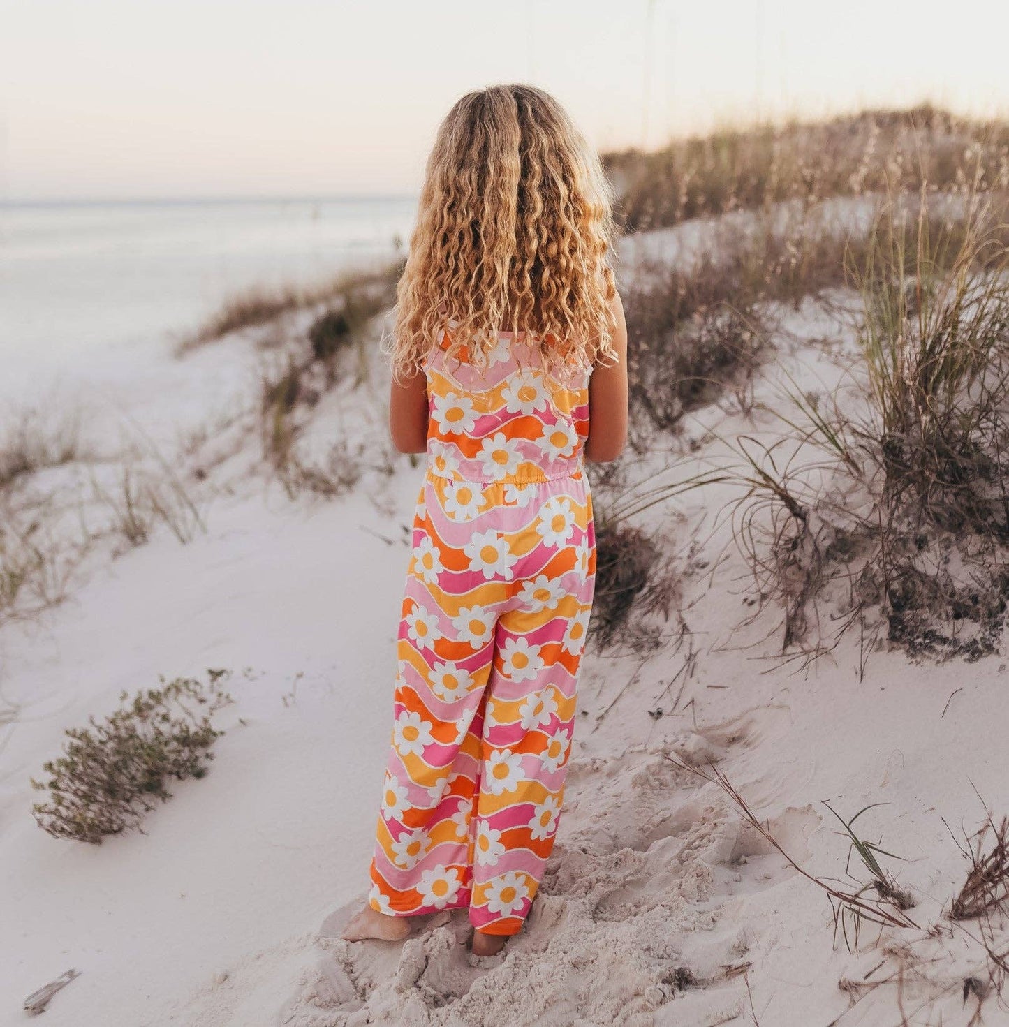 Tangerine & Pink Retro Floral Jumpsuit With Pockets
