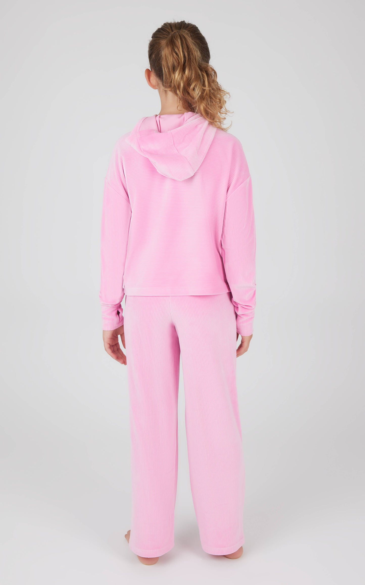 Girls Rib Velour Hoodie and Straight Pant - Set