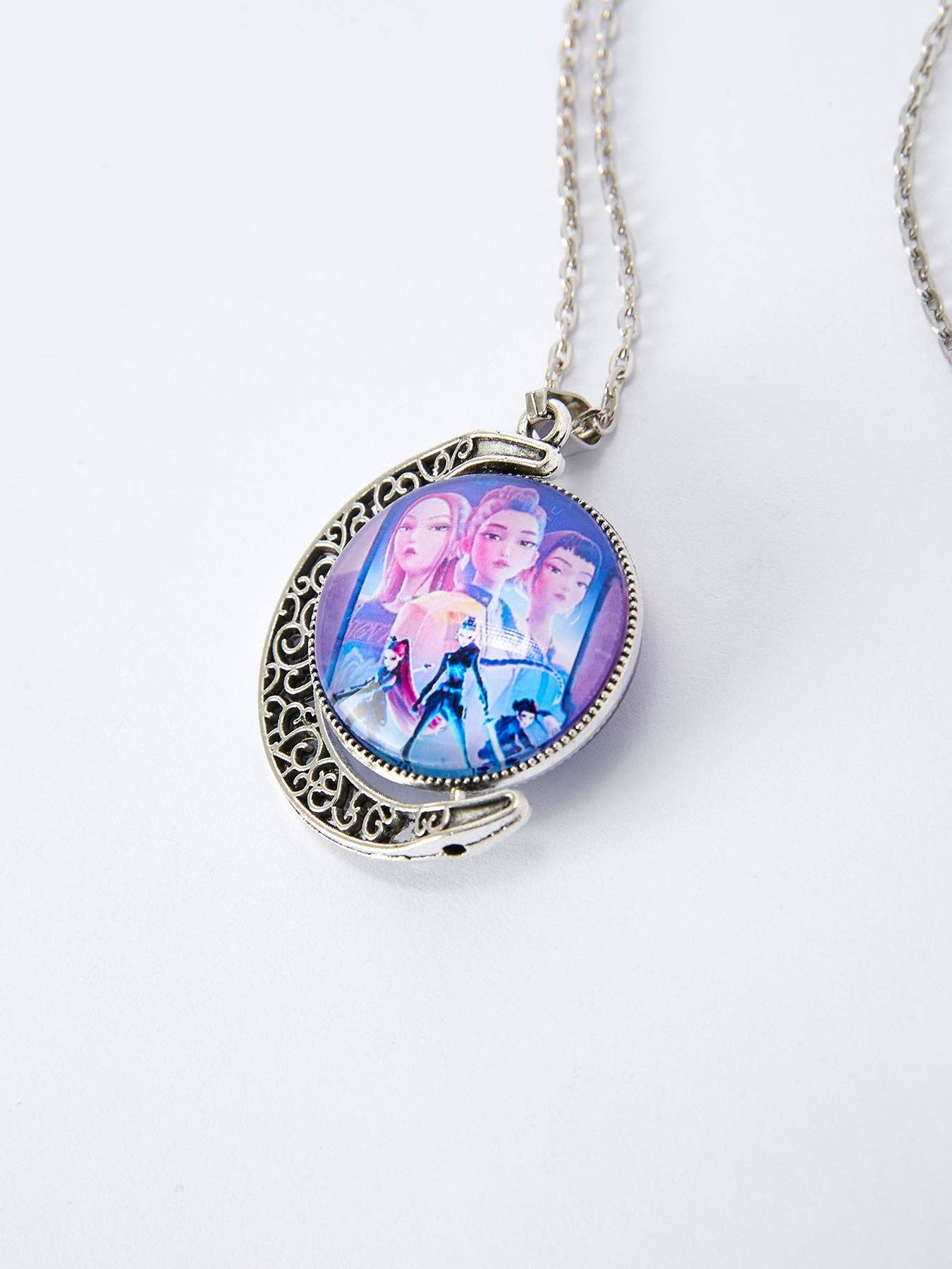 Girls Locket Necklace Purple Pendant