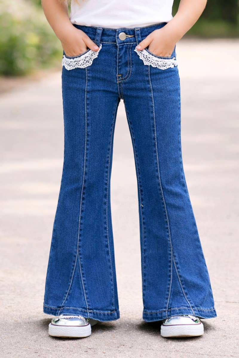 Girl's Flare Leg Denim Jean w/ Crochet