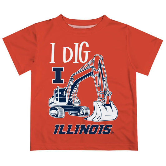 Illinois Fighting Illini Excavator Boys Orange T-Shirt