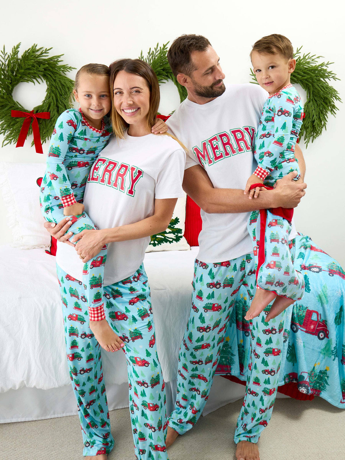 SoftSnooze™ Kids Bamboo Viscose Christmas Tree Farm Trucks Long Sleeve Pajama Set