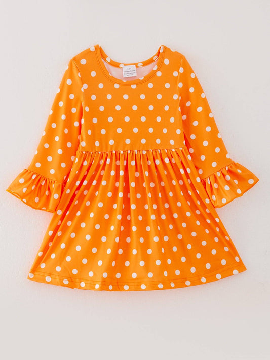 Fall Orange Polka Dot Dress