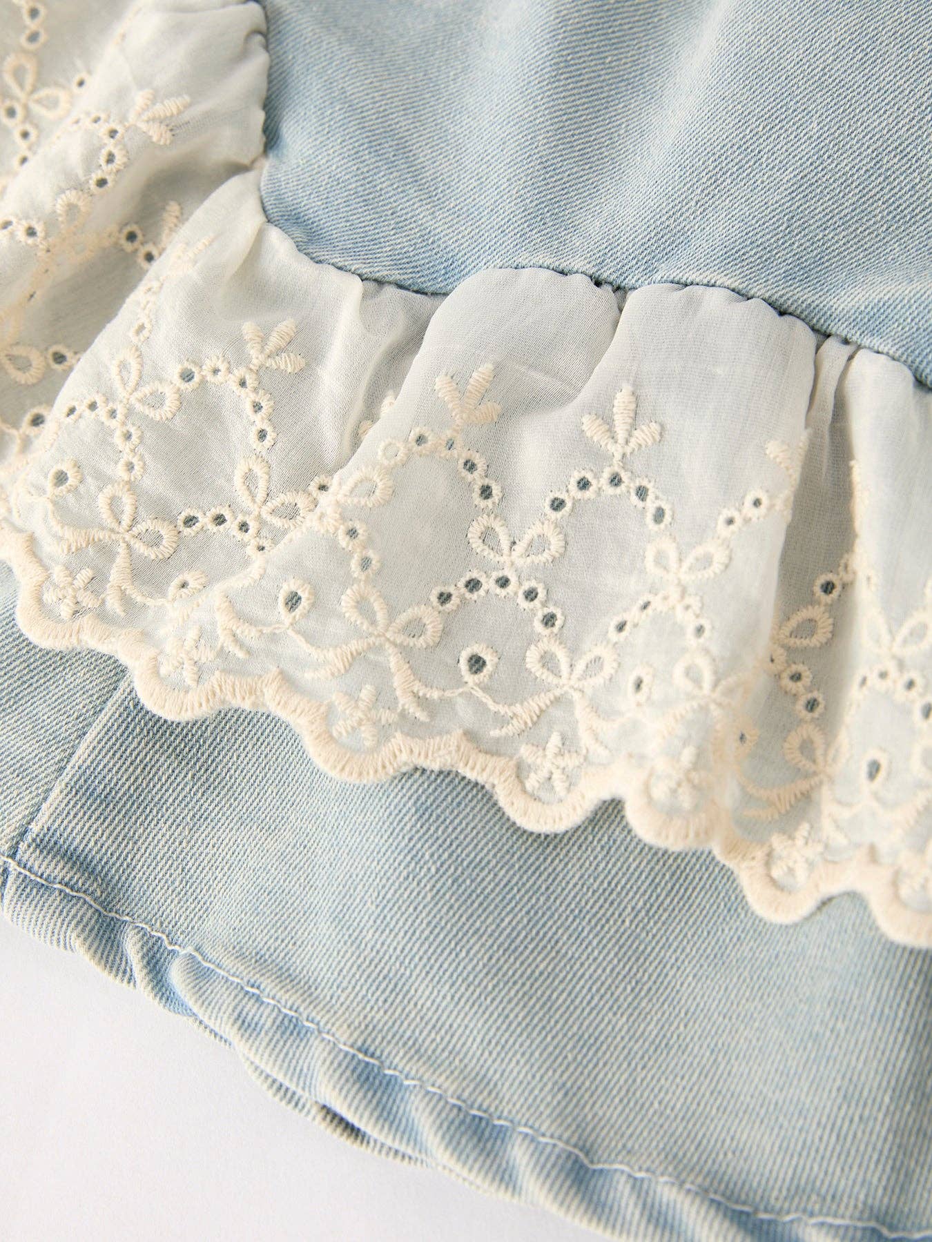 Summer Light Color Denim Lace Sleeveless Top