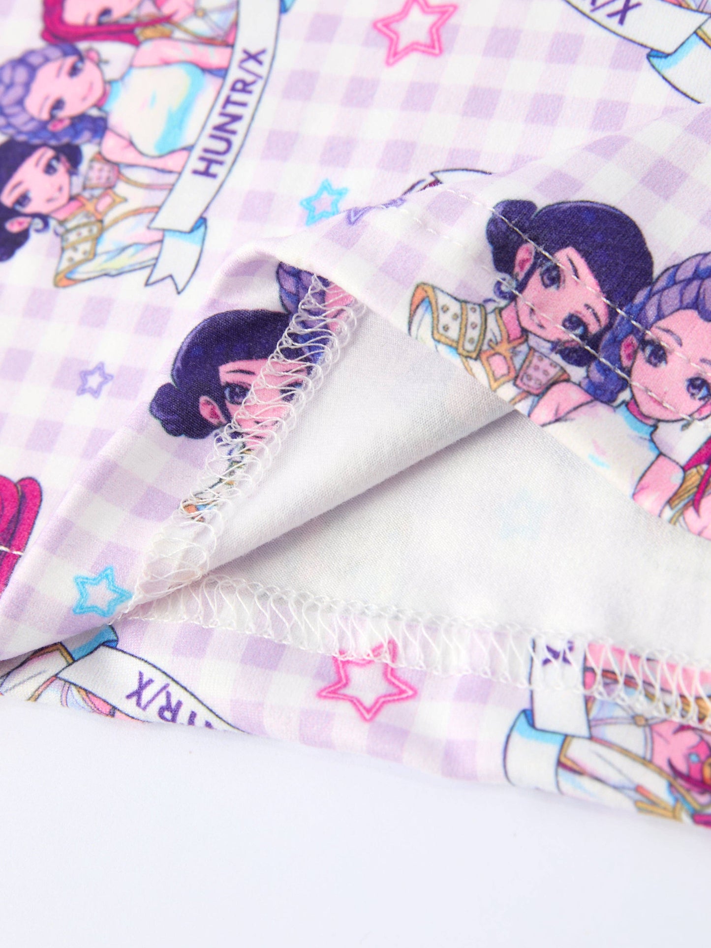 Purple Plaid Print Short Sleeve Girl Pajama Set