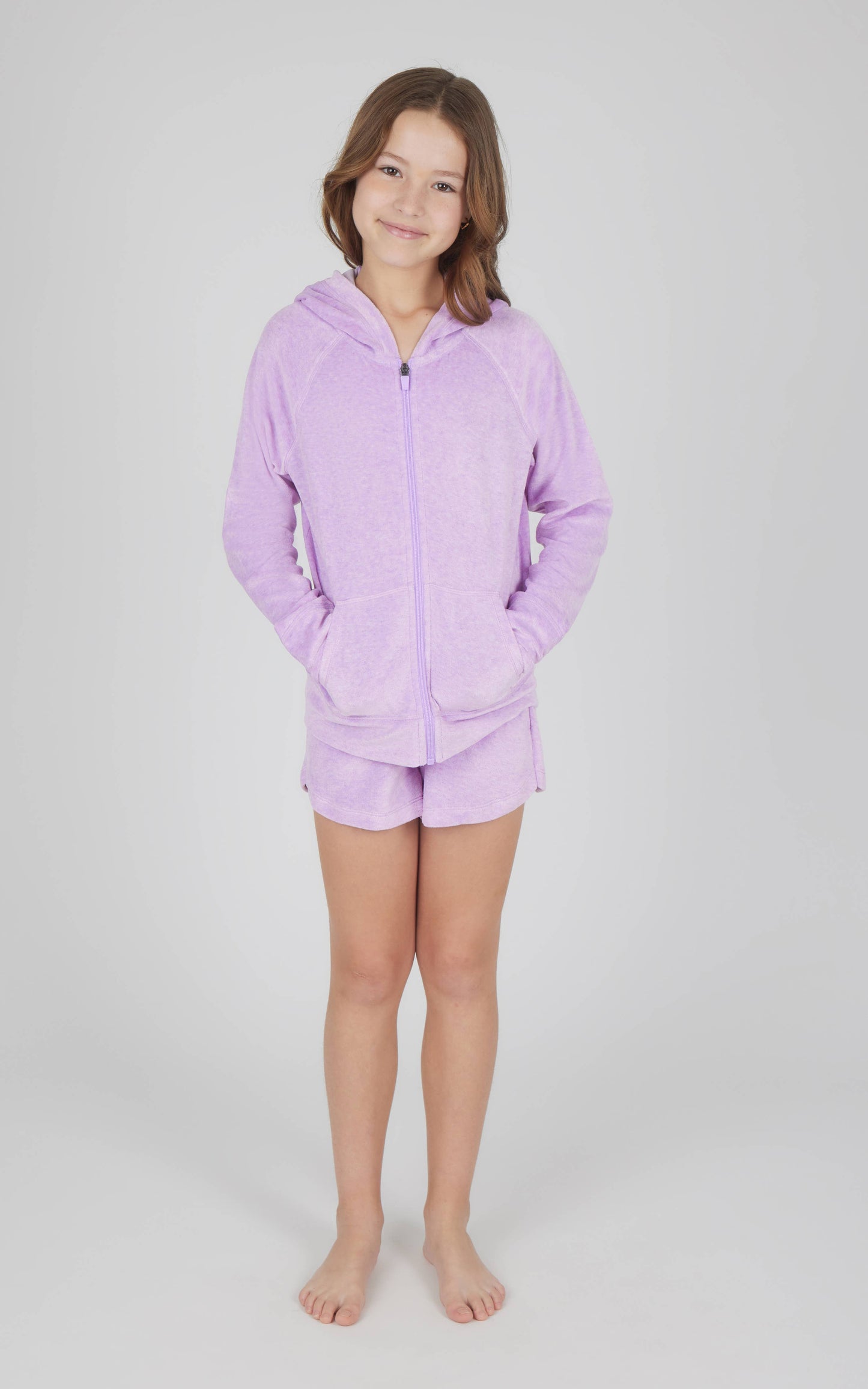 Tween Girls Velour Hoodie Jacket and Short Set