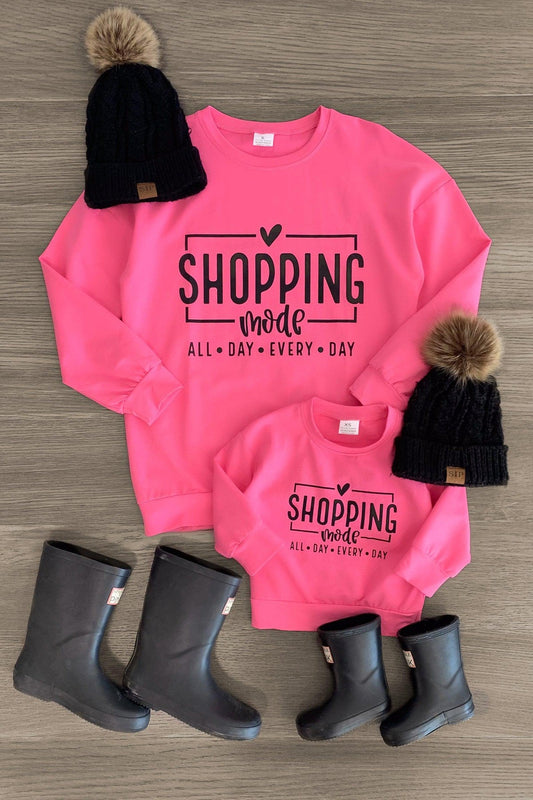 "Shopping Mode" Pink Long Sleeve Top