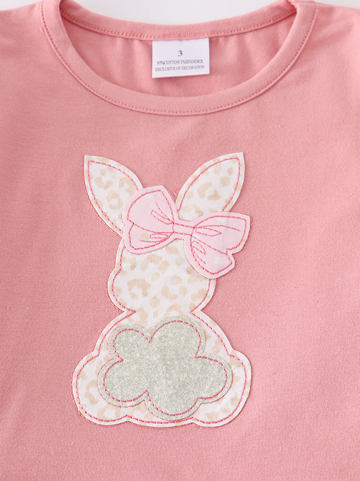 Dusty Pink Rabbit Applique Ruffle Pants Set