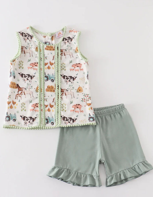 Abby & Evie
Farm animal print girl set