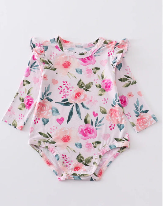 Abby & Evie
Pink floral print bamboo girl bubble