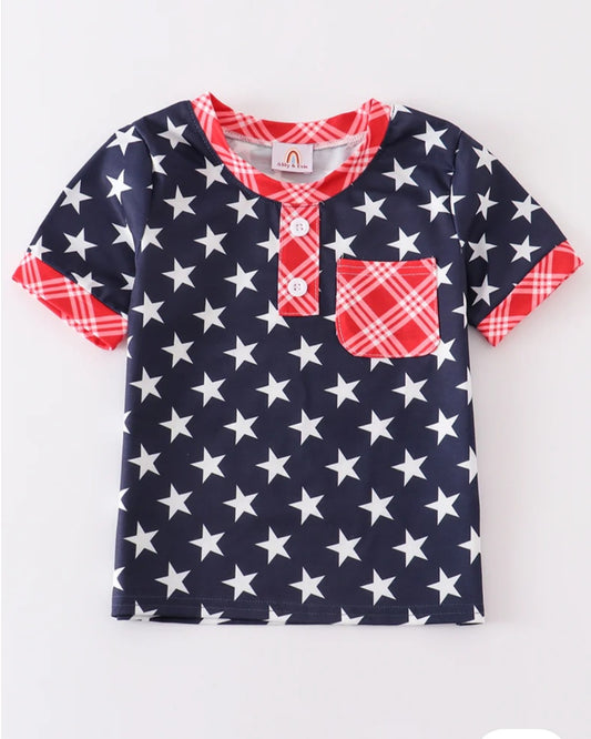 Abby & Evie
Patriotic star print boy top