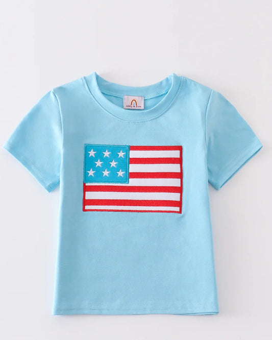 Abby & Evie
Patriotic flag applique boy top