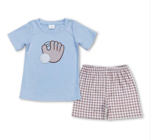 Short sleeves baseball top khaki shorts boys clothes